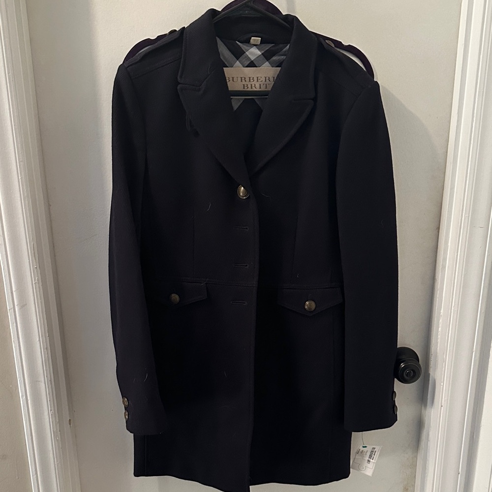 Burberry wool blend Women's Dark Navy Trench Coat